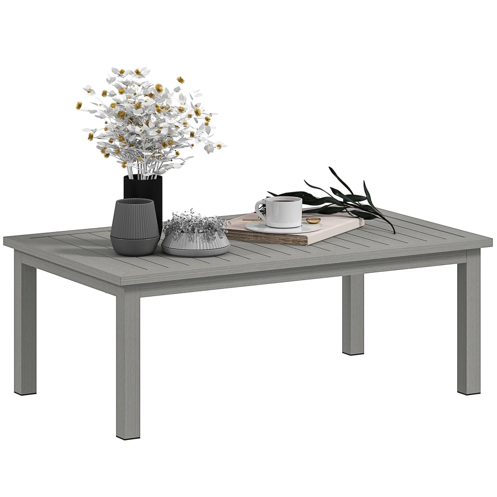 Tavolino rettangolare con piano in legno ¨C zephmum ¨C 100x60x37 cm grigio