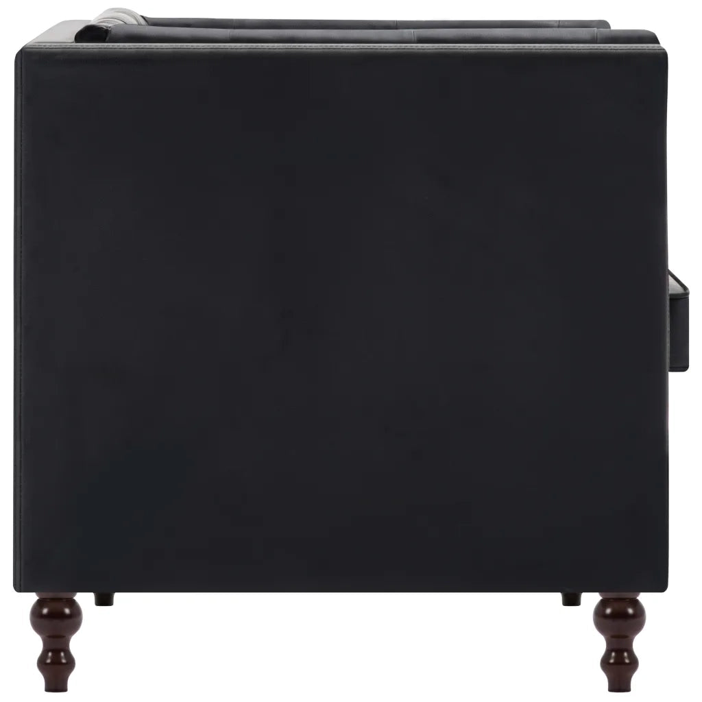 Divano Chesterfield a 3 Posti Rivestito in Similpelle Nero 247154