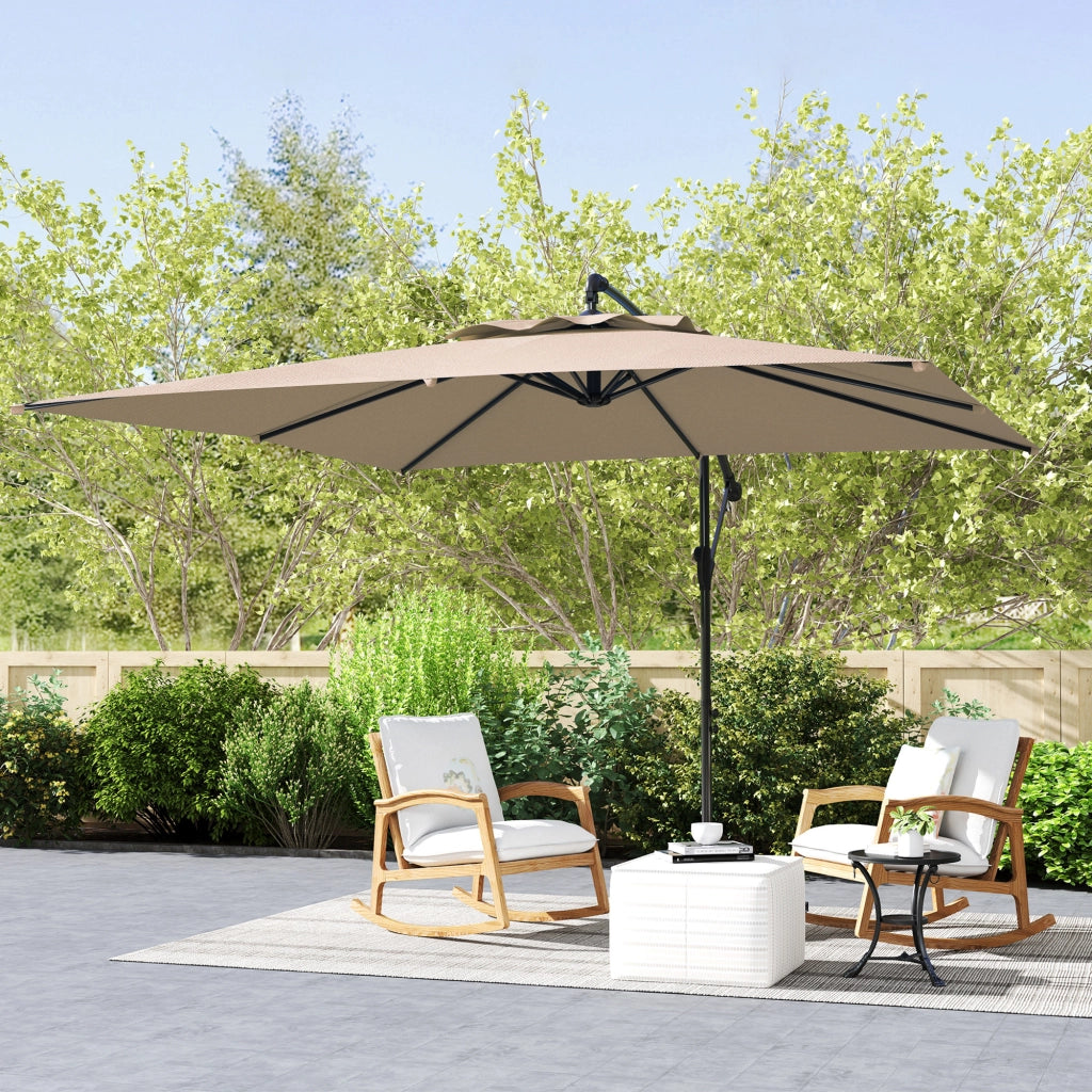 Parasole da giardino quadrato 3x3 m inclinabile e rotante 360¡ã con base ¨C zephmum ¨C kaki