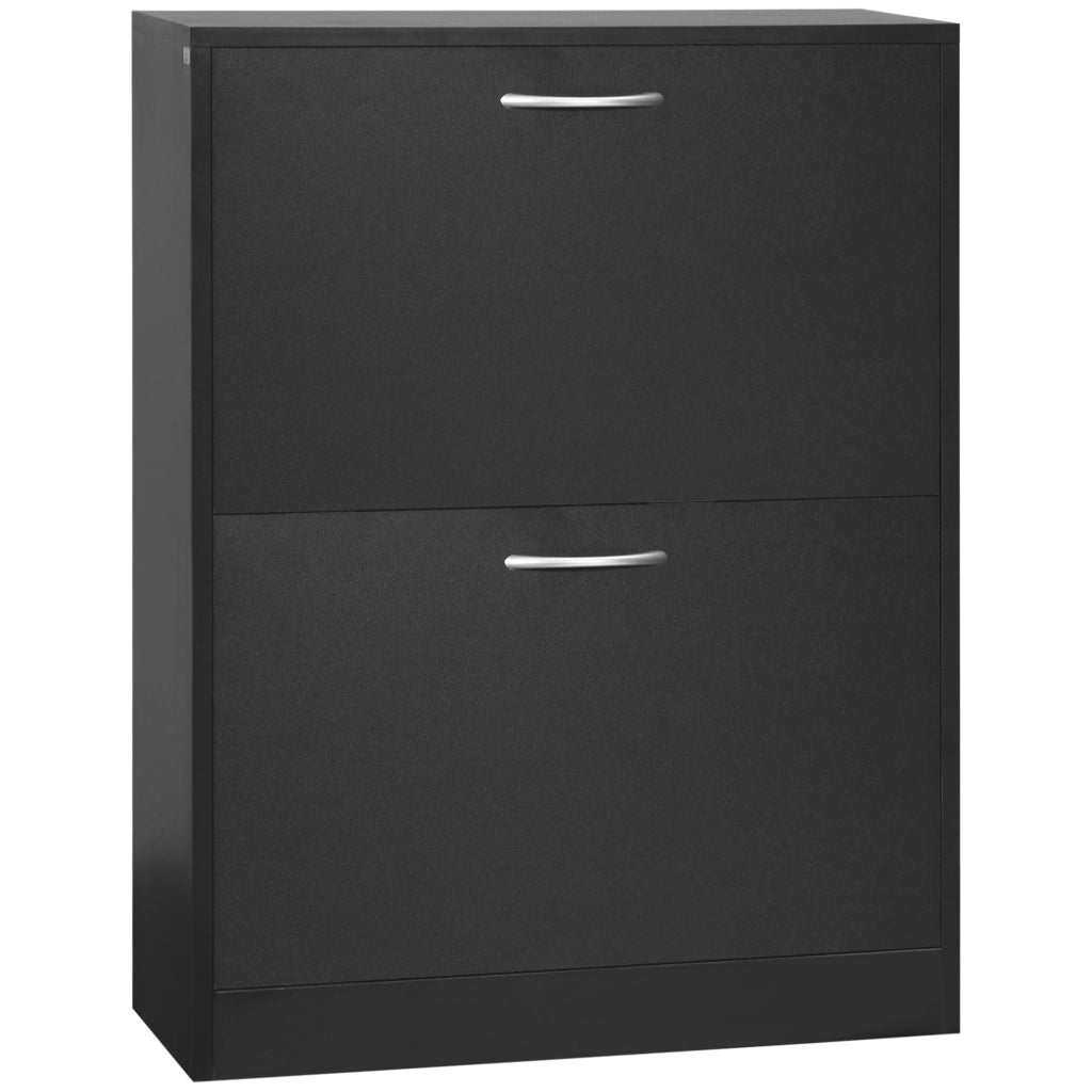 Scarpiera con 2 Cassetti e Ripiani Ajustabili ¨C Zephmum ¨C 60x24x80 cm Nero