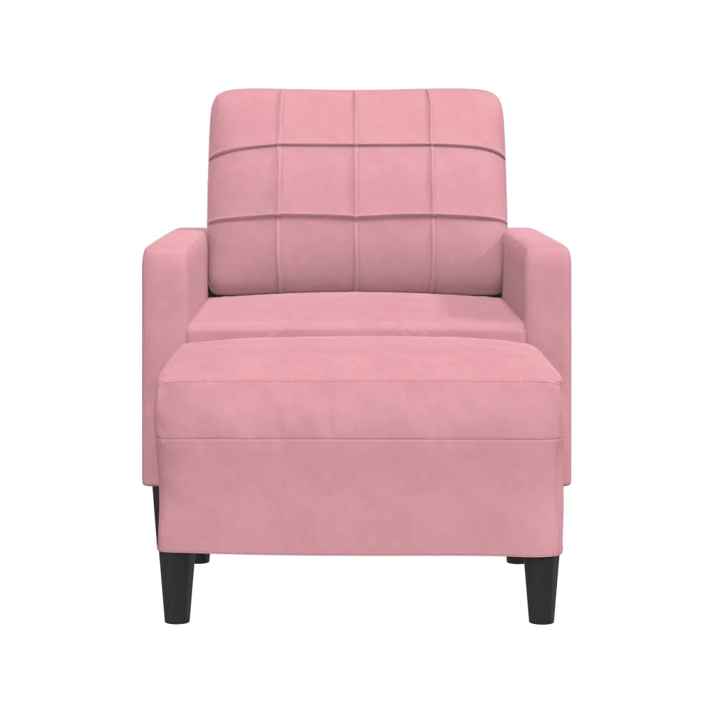 Poltrona con Poggiapiedi Rosa 60 cm Velluto