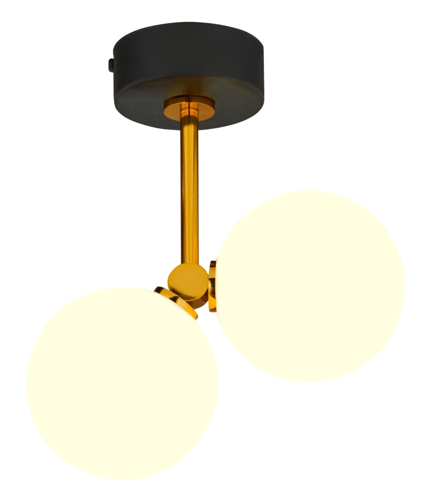 Applique moderna nero oro sfere bianche vetro 2xG9 Luna Jupiter