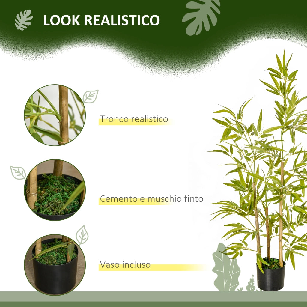 Pianta Artificiale Bamb¨´ 120cm ¨C zephmum ¨C Vaso con 336 Foglie