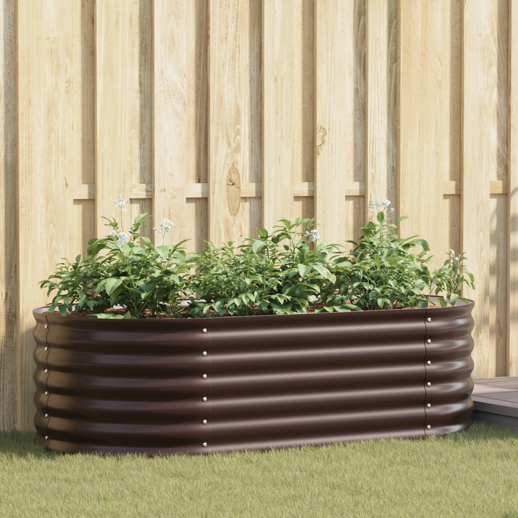 Letto da Giardino Rialzato Marrone 160x80x44 cm in Acciaio Galvanizzato