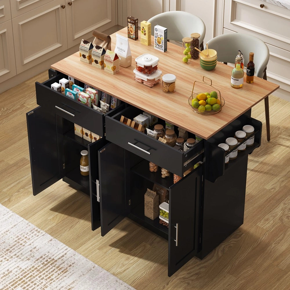 Carrello Portavivande Pieghevole ¨C Xylo ¨C Nero, 120x46x91 cm, Rotelle e Gambe in Legno