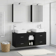 Set di mobili per il bagno 5 pcs Rovere Nero 3406752