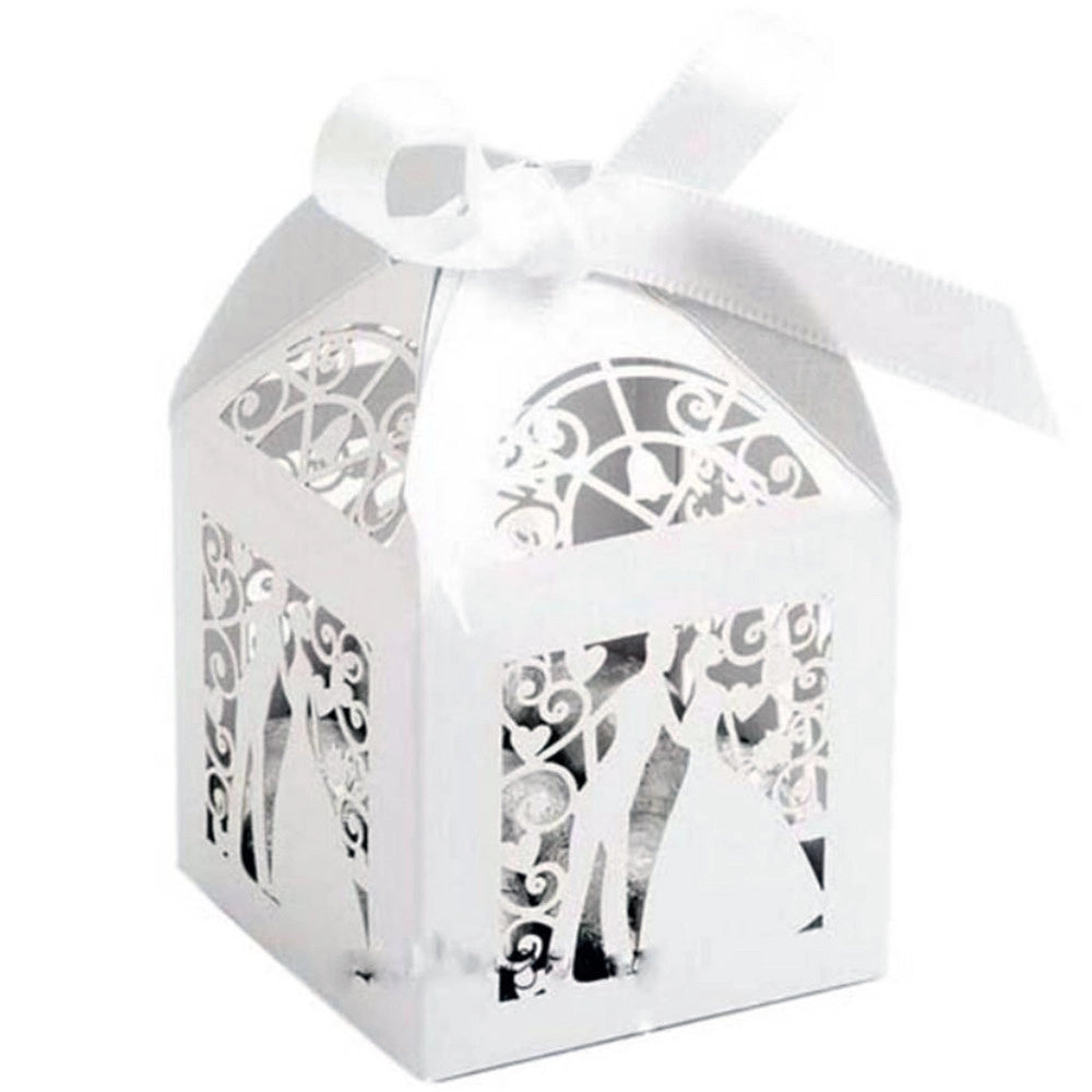Trade Shop - Scatoline Da Regalo Portaconfetti Porta Confetti Dolci Bianco Matrimonio Wedding -