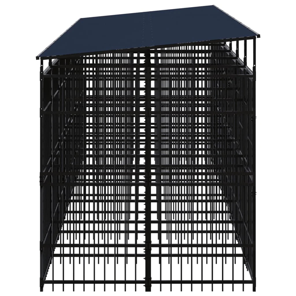 Cuccia/gabbia/recinto per animali domestici da esterno con tetto per cani acciaio 12,9 m² nero 02_0041738
