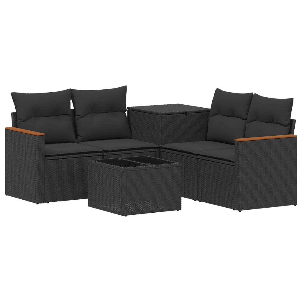 Set di divani 6 pz Nero Rattan sintetico e Acciaio 3447607