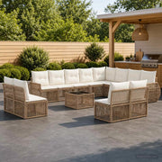 Set Divano da Giardino 13 pcs Beige e Bianco Crema polyrattan 3435579