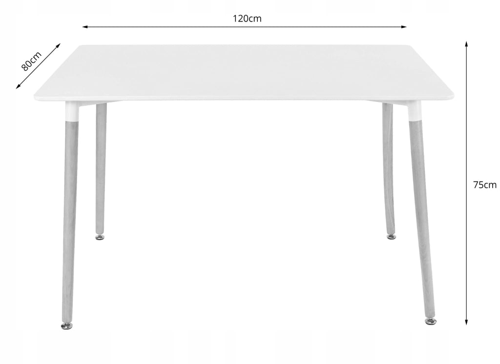 Tavolo rettangolare Valora YURO 120x80 bianco + 4 sedie RIKX bianche