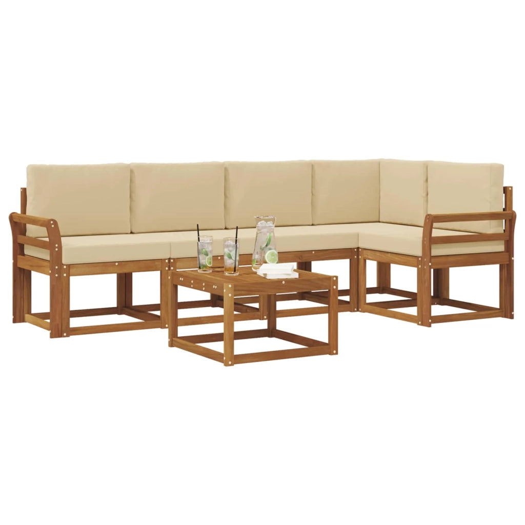 Set di divani da esterno con cuscino 6 pcs Naturale e Beige