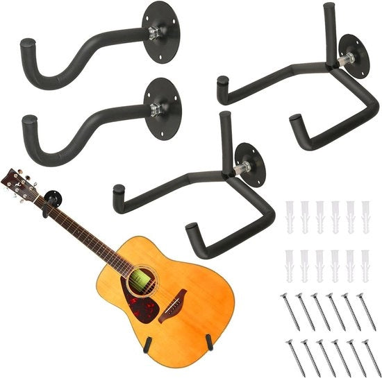 Set di 2 ganci per chitarra da parete orizzontali - Classica attacco per chitarra elettrica - Gancio acustico per parete - Supporto metallico per chitarra - Hanger per parete per banjo ukelele
