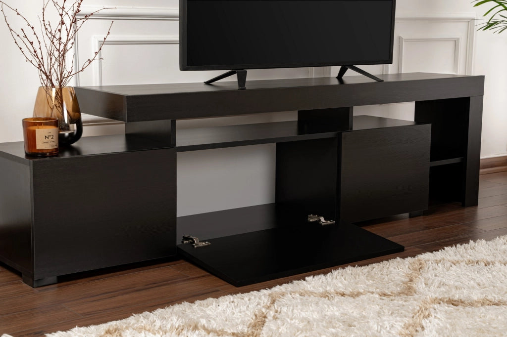 Porta TV in legno "Beliz" 192 x 37 x 53 cm - Legno nero