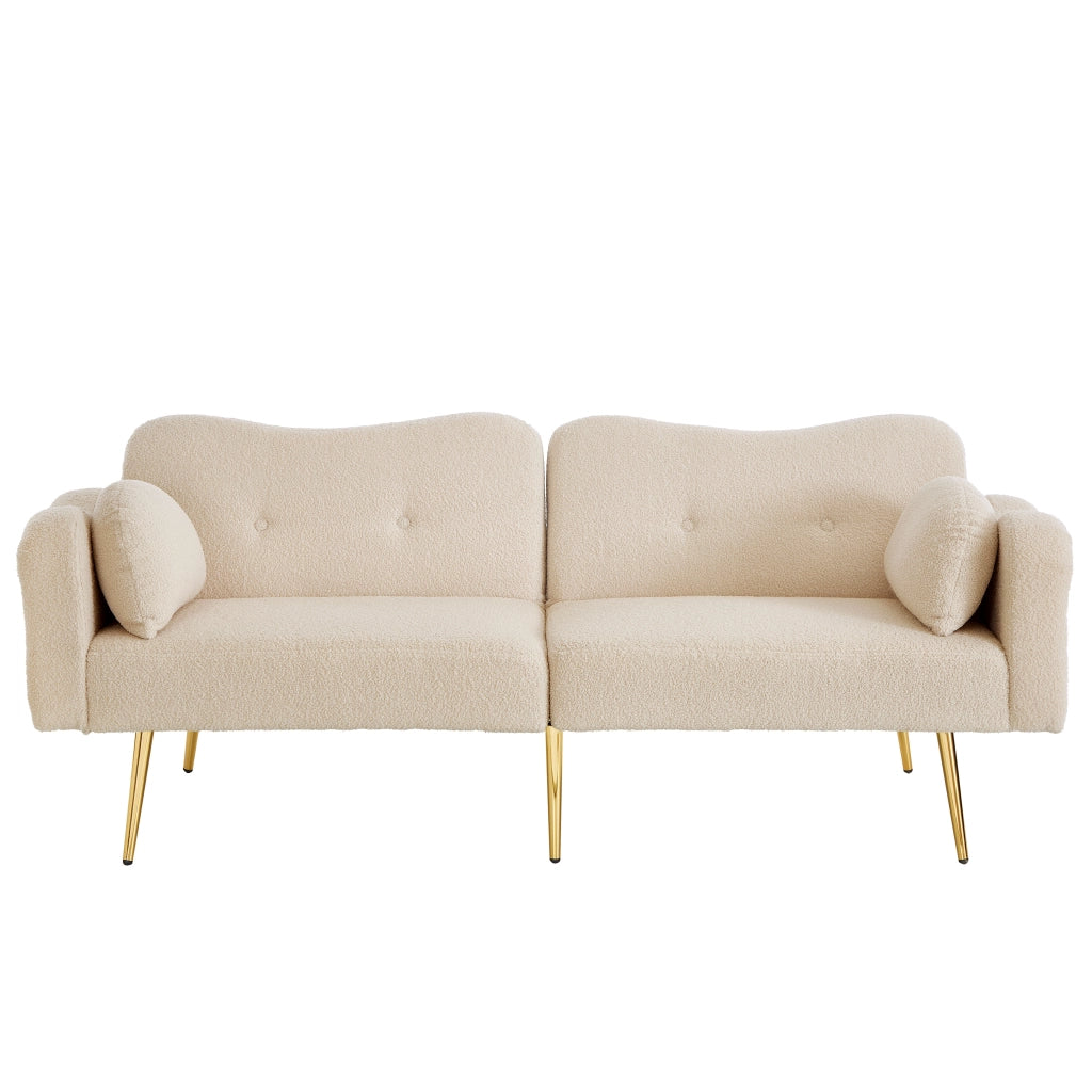 Divano letto due posti - Zephmum- Moderno schienale regolabile gambe metallo dorate