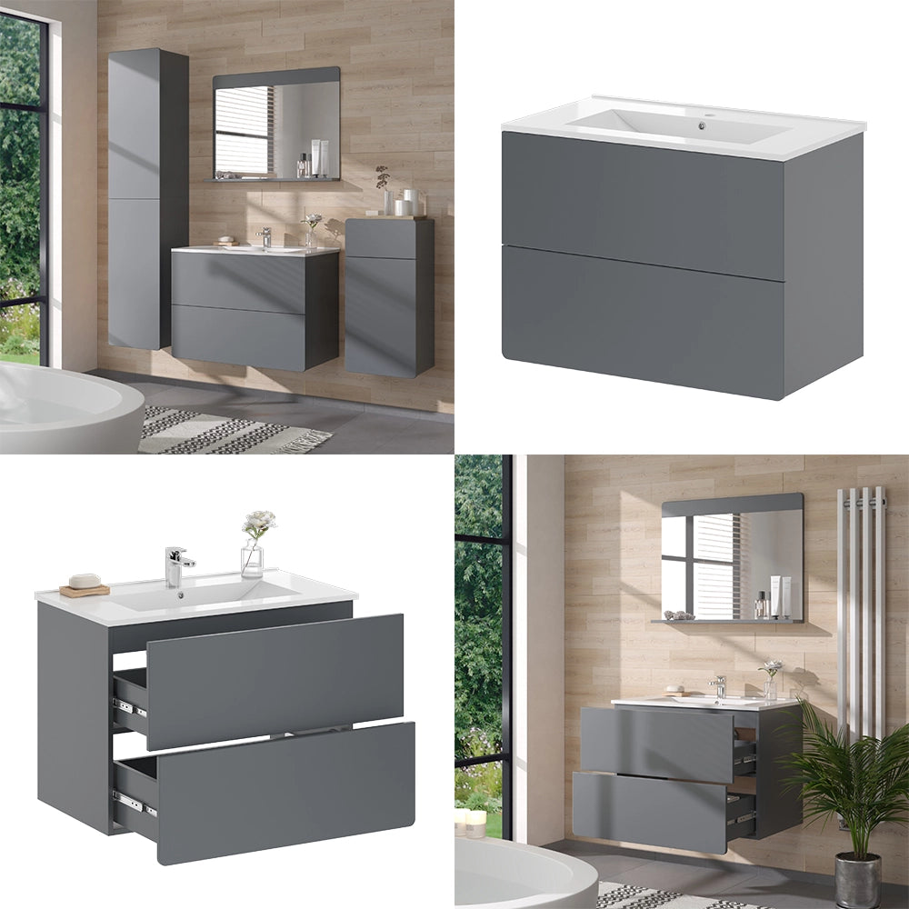 Vicco Set mobili bagno Grigio 2 parti