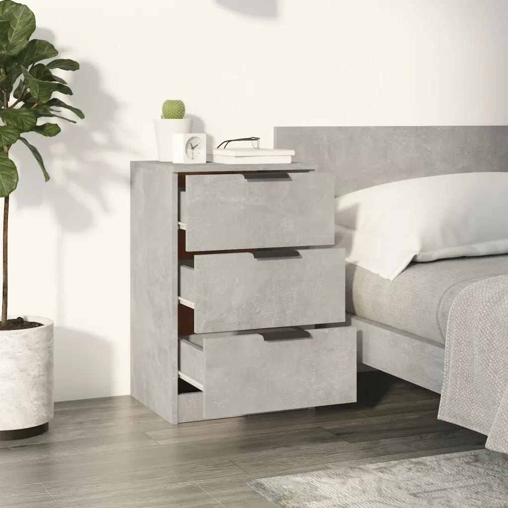 Set di 2 Comodini | Armadio da Notte | Mobiletto da notte Grigio Cemento 40x36x65 cm
