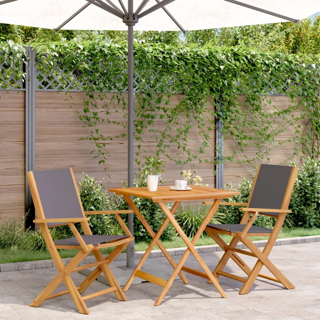 Set da Bistrot 3pz Antracite in Tessuto e Legno Massello 3281881