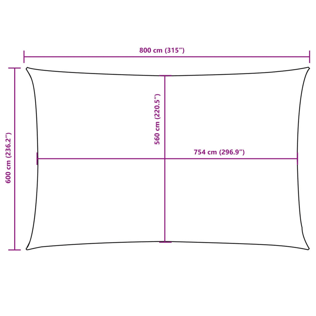 Parasole a Vela Oxford Rettangolare 6x8 m Beige 135168
