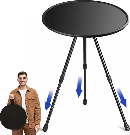 Tavolo da campeggio ultraleggero compattabile con tasca portatile - per picnic, spiaggia, pesca, escursioni - piccolo in alluminio a forma rotonda