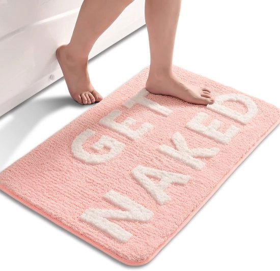 Matte da Bagno Antiscivolo 40x60 cm con Lettere Colorate e Microfibra Turchese e Bianco