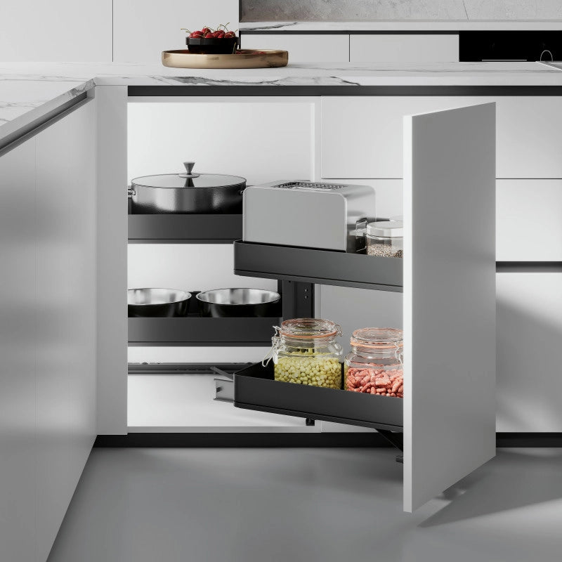 Angolare Lake Harmony per mobili da cucina, Sinistra, Altezza regolabile, Acciaio e legno, Grigio antracite