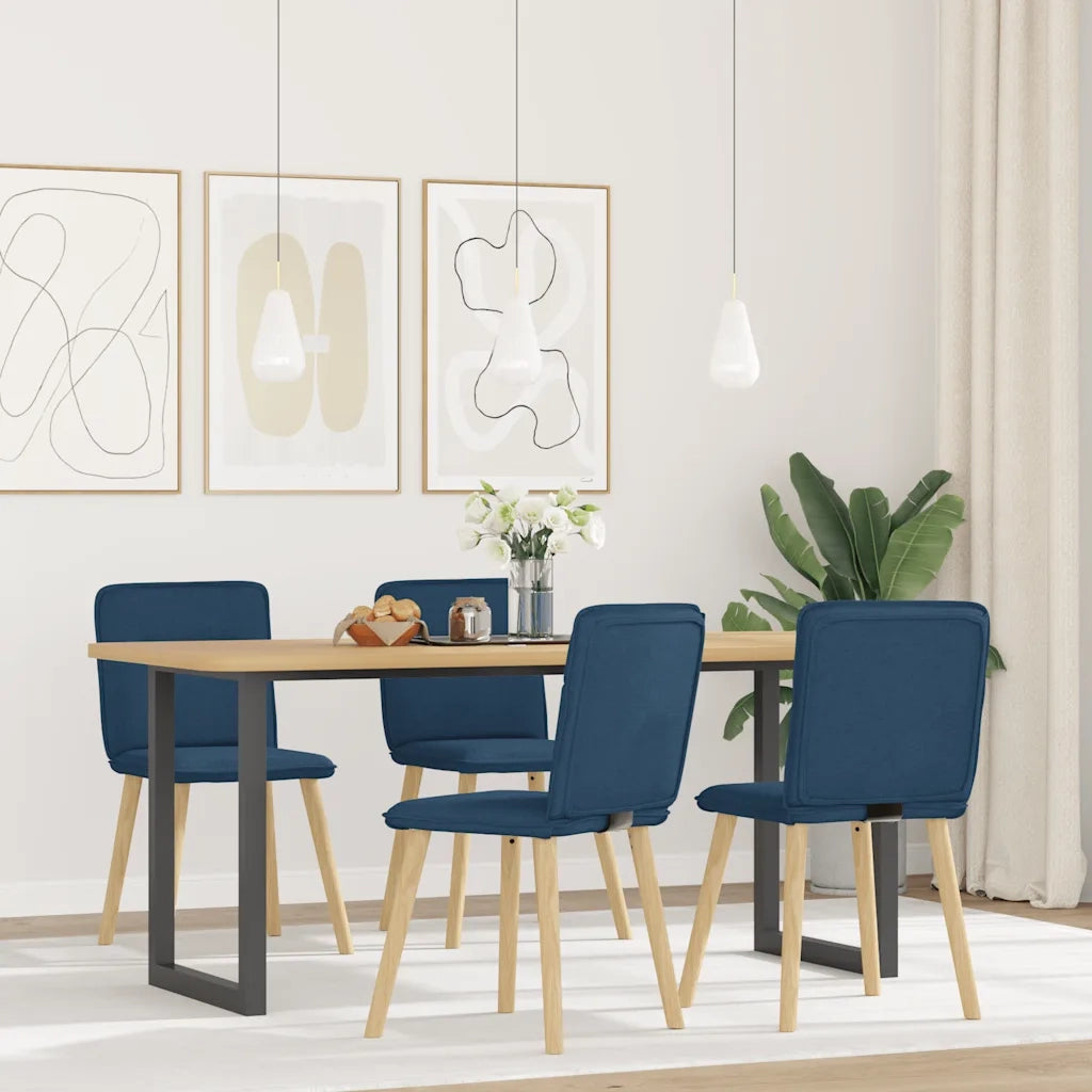 Sedie da Pranzo 4 pz Blu in Tessuto 3315328