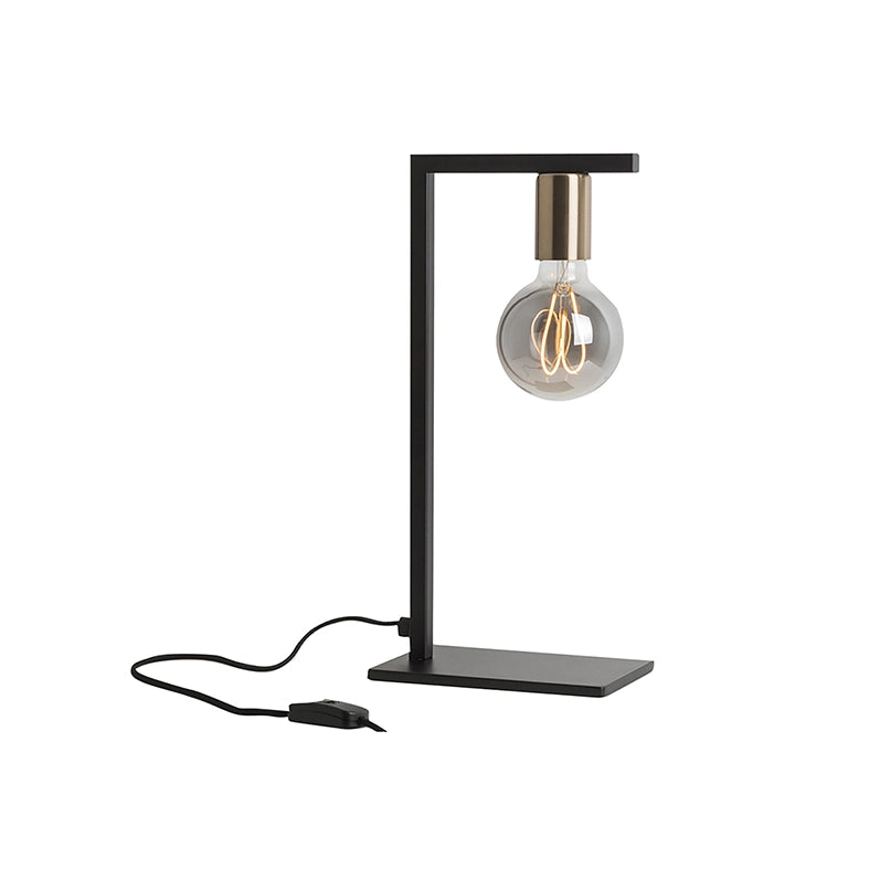 Lampada da Tavolo Twin E27 per Interni - Struttura Nero e Ottone Satinato 75W IP20 - Classe II - Design Decorativo - Rossini Group