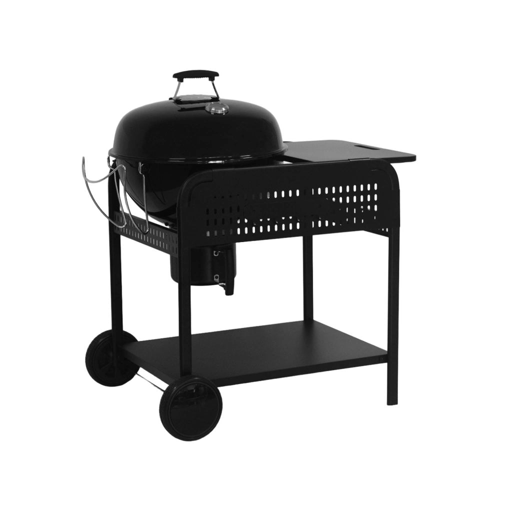 Barbecue rotondo a carbone in acciaio smaltato con carrello, ø53cm,