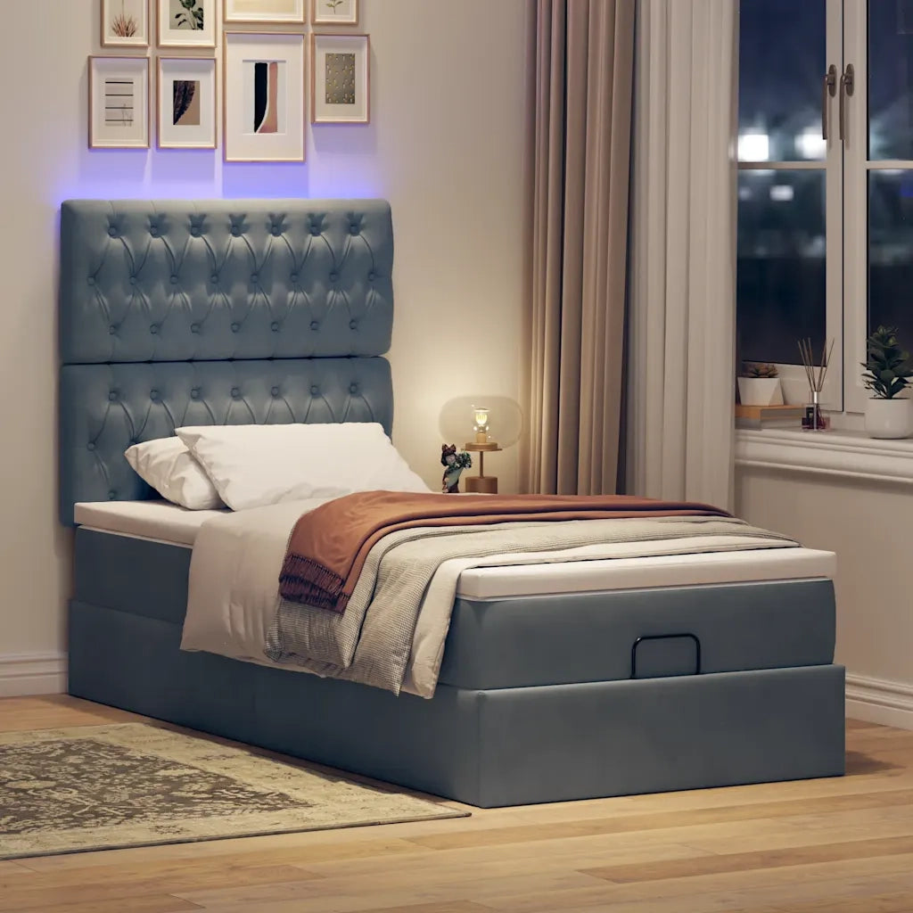 Struttura Letto Pouf con Materassi 100x200 cm Velluto 3314373