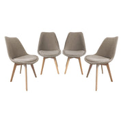 Set 4 sedie scandinave legno di faggio e bouclé strutturato, talpa