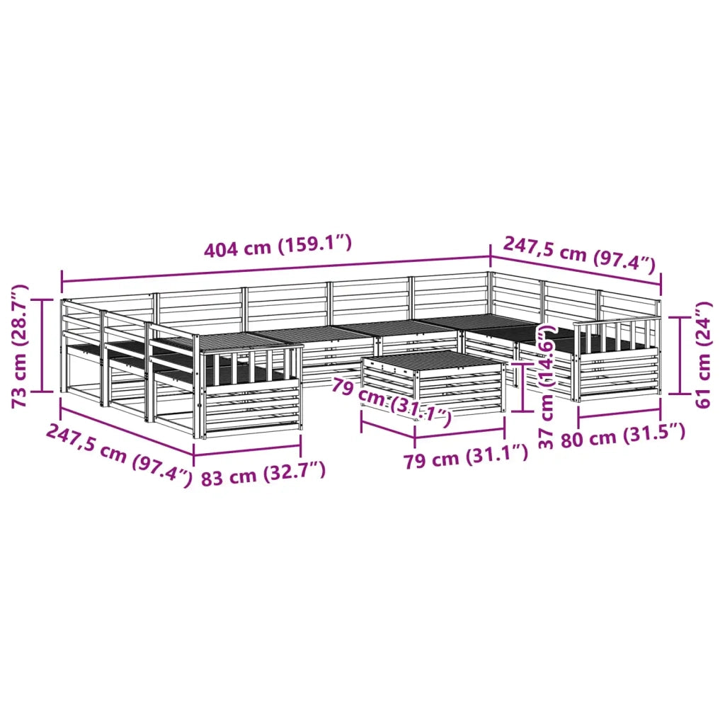 Set divani 10 pcs Naturale Legno di Acacia Massello 3374159