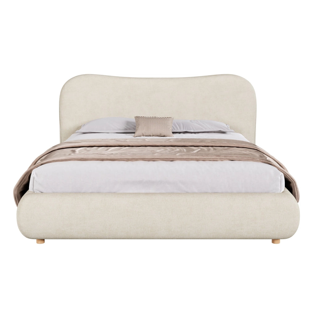 Letto 160x200 cm con contenitore idraulico e rete a doghe in ciniglia beige