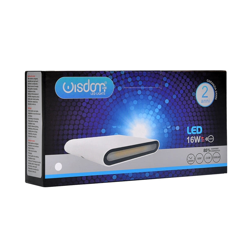APPLIQUE LED RETTANGOLARE SILM 16W LUCE FREDDA 6500K° - DESIGN ELEGANTE IN ALLUMINIO BIANCO