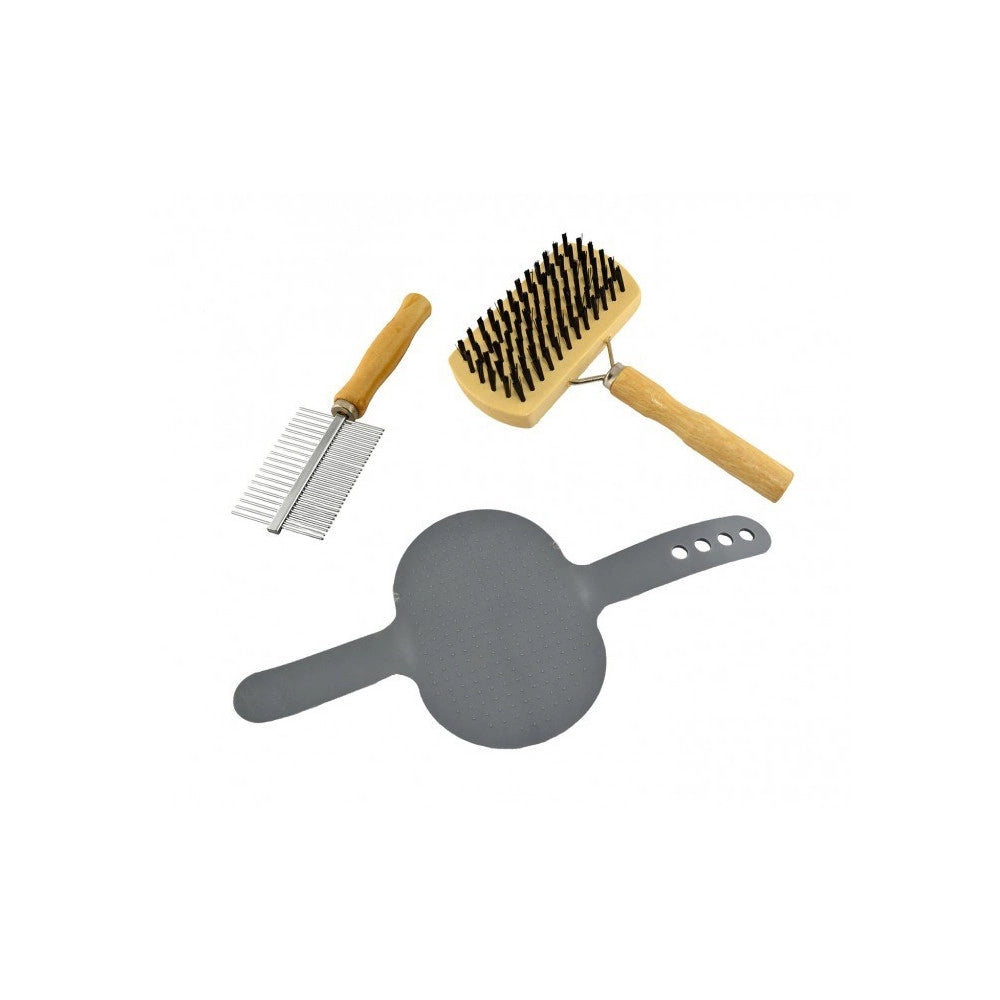 Trade Shop - Kit Delle Coccole 3 Pz Di Spazzole Per La Pulizia E La Cura Del Cane -