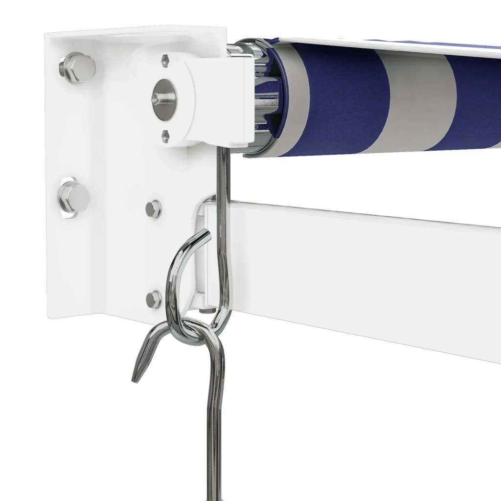Tenda Sole Retrattile-Tenda parasole per balcone Blu e Bianca 3,5x2,5m Tessuto e Alluminio 810191