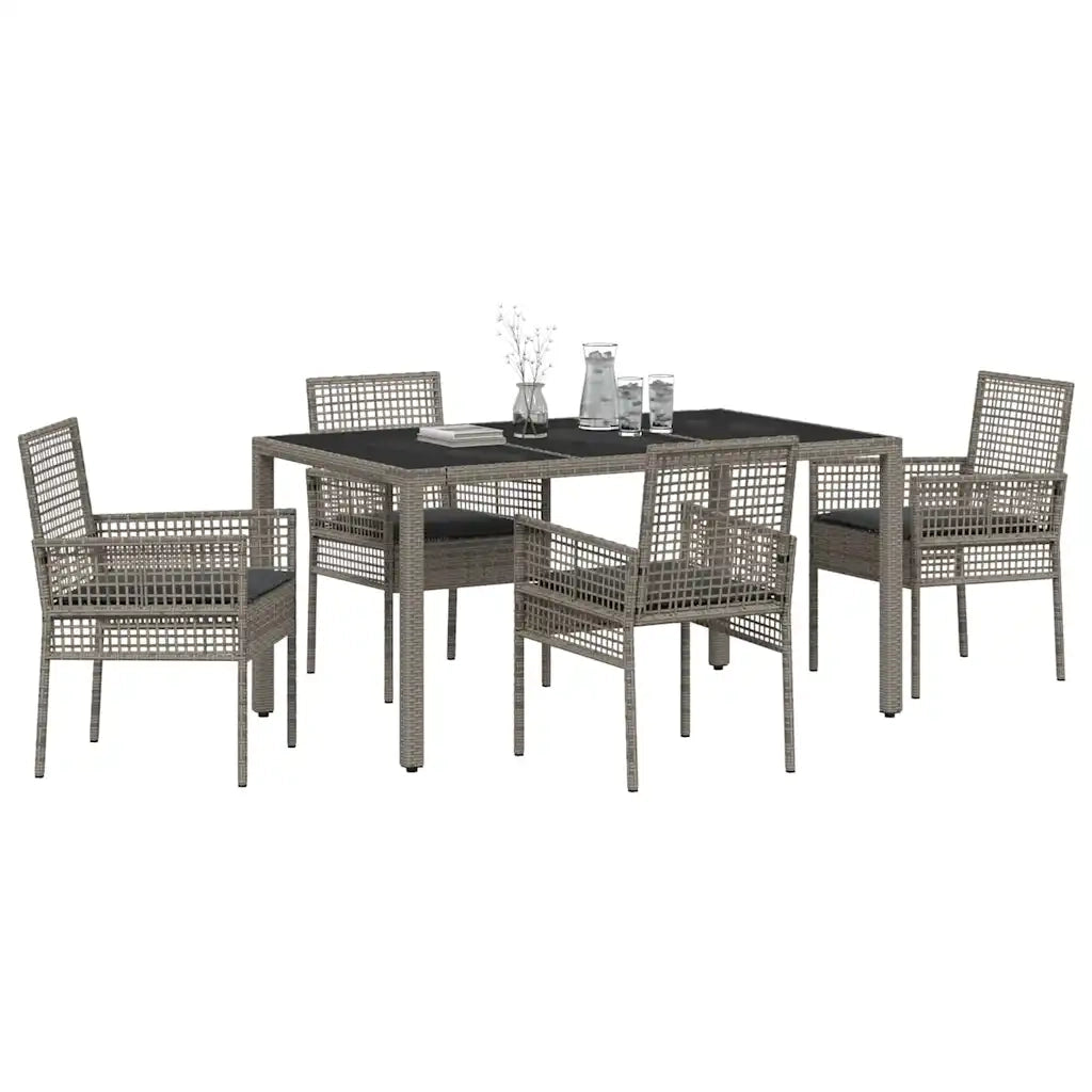 Set da Pranzo per Giardino 5 pcs Grigio polyrattan 3334873