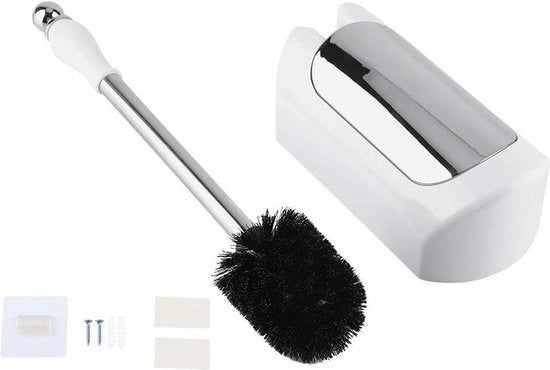 Set di Spazzola WC e Ospite per Wandmontaggio - Spazzolino WC in Acciaio Inossidabile per la Pulizia della Stanza da Bagno - Strumento di Pulizia Compatta per la Stanza da Bagno a Casa - Bianco.