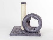 Tunnel per gatti con rivestimento in sisal e peluche, colore grigio, dimensioni 28x28x31 cm