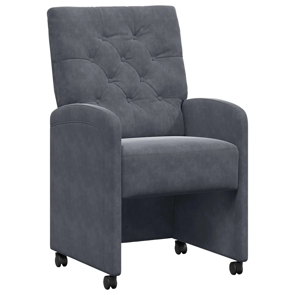 Sedie da Pranzo con Ruote 2 pcs Grigio scuro 58 x 67 x 97 cm