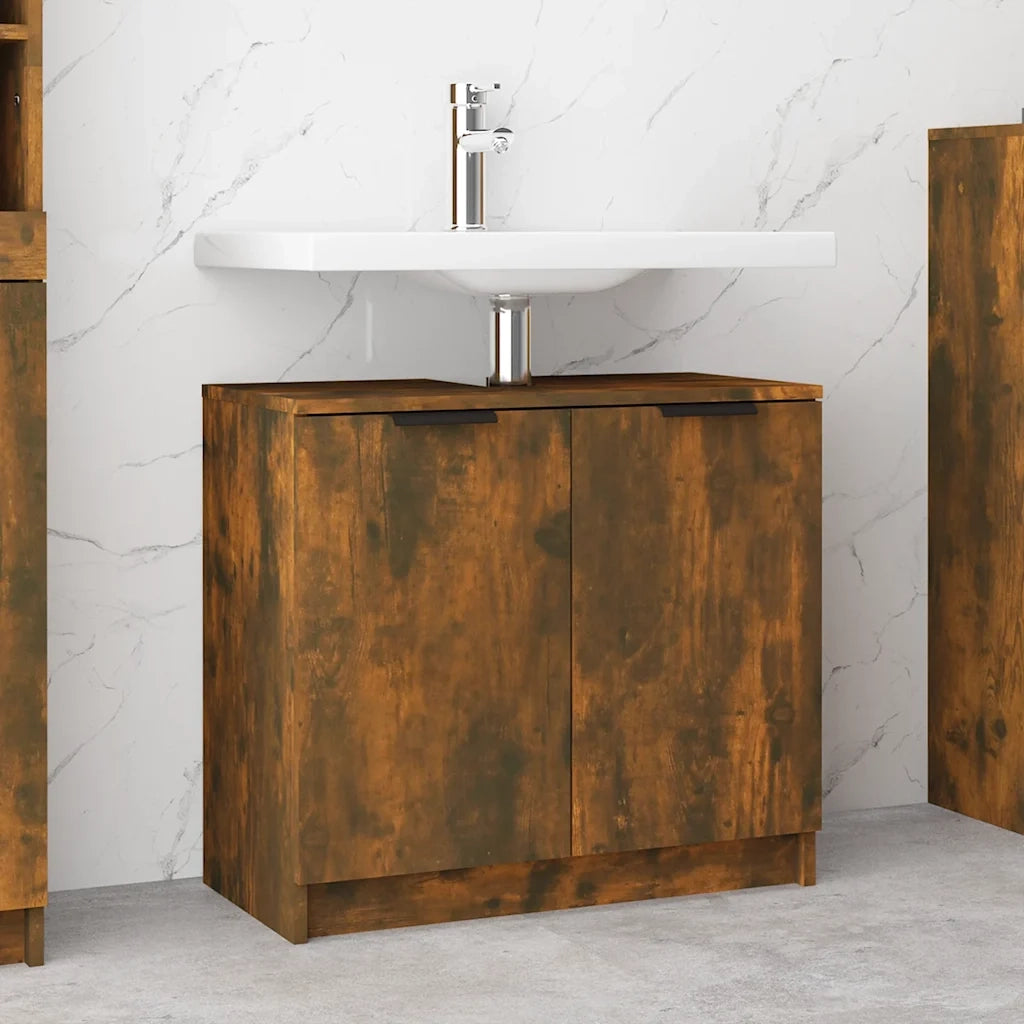 Armadietto Bagno Rovere Fumo 64,5x33,5x59 cm Legno Multistrato cod mxl 45155