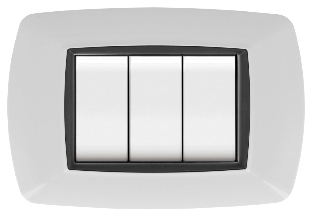 PLACCA LIFE LIVING PLAST BIANCO 7P CORNICE NERO- ELETTROCANALI- 1,0 pz