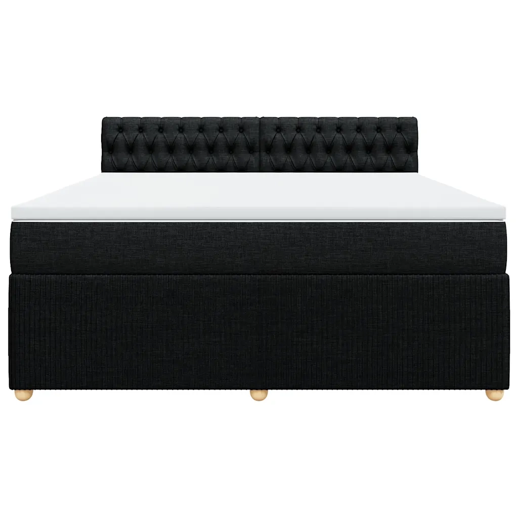 Giroletto a Molle con Materasso Nero 180x200 cm in Tessuto