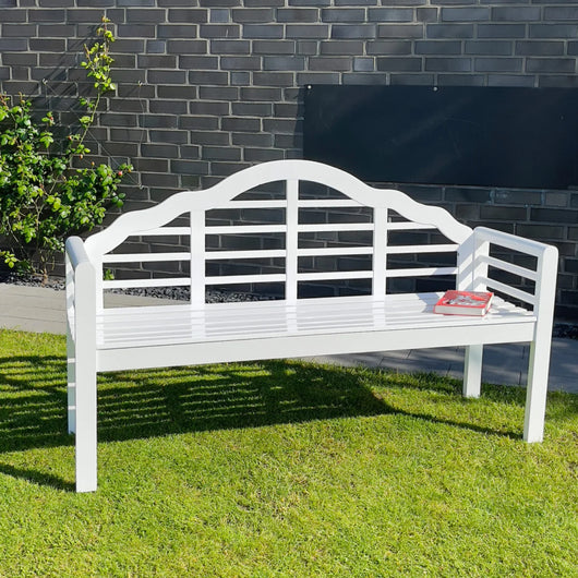 Panca da giardino, panca in legno, bianca, 3 posti
