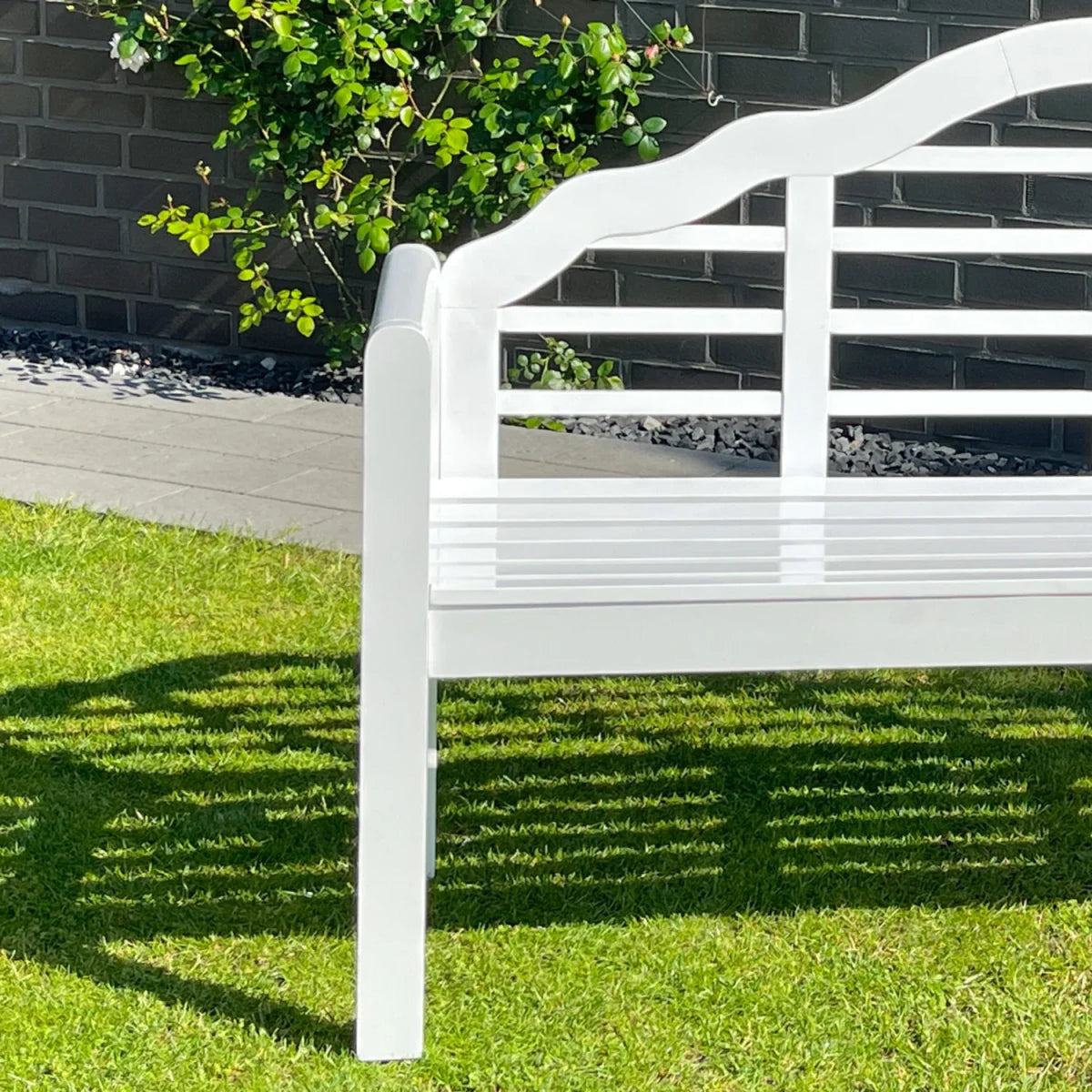 Panca da giardino, panca in legno, bianca, 3 posti