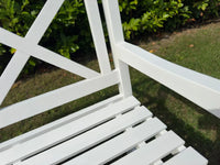 Panca da giardino, panca in legno, bianca, 2 posti