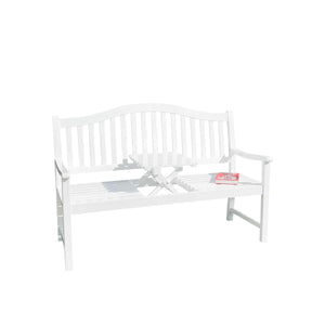 Panca da giardino, panca in legno, bianca, panca con tavolo