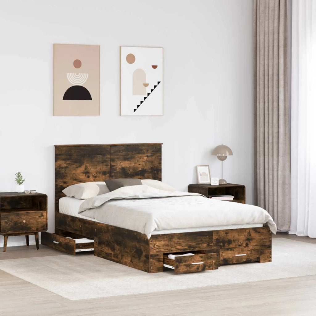 Struttura del letto Rovere fumé 120 x 190 cm Legno multistrato