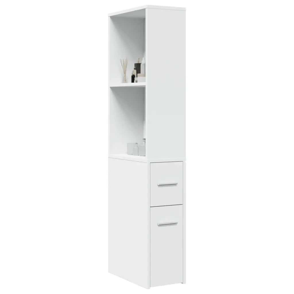 Armadietto da Bagno | Armadio da bagno Stretto con Ruote Bianco in Truciolato