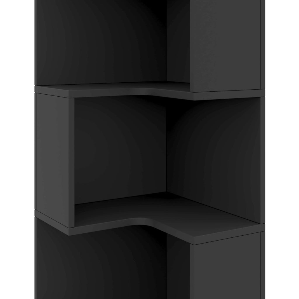 Libreria angolare a L con illuminazione LED controllabile via app, 45 x 43,5 x 180 cm, nero